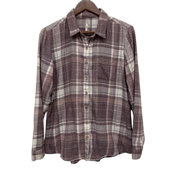 Kuhl Tops - Kuhl Kamila Flannel Plaid Button Down Long Sleeve Shirt Purple and White Women L